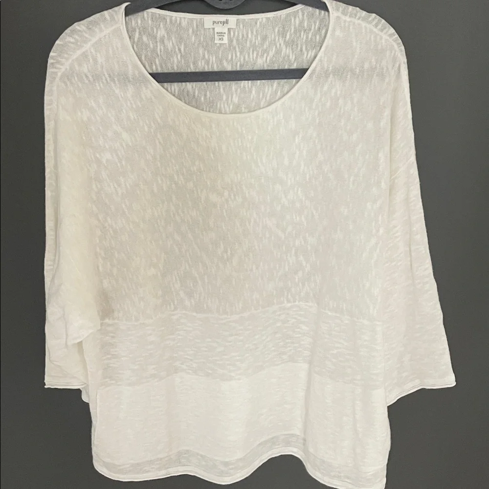 Pure Jill Linen Blend White Oversized Lightweight Summer SweaterTop XS - Picture 3 of 6